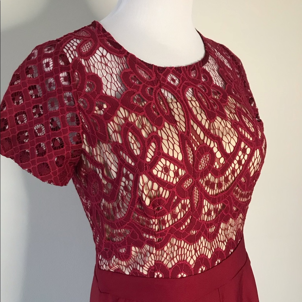Short sleeve lace bodice jumpsuit